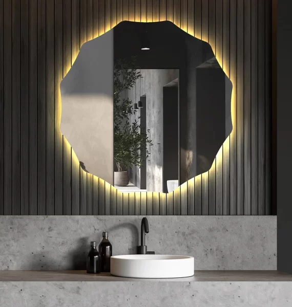 Oglinda rotunda moderna baie cu LED F001